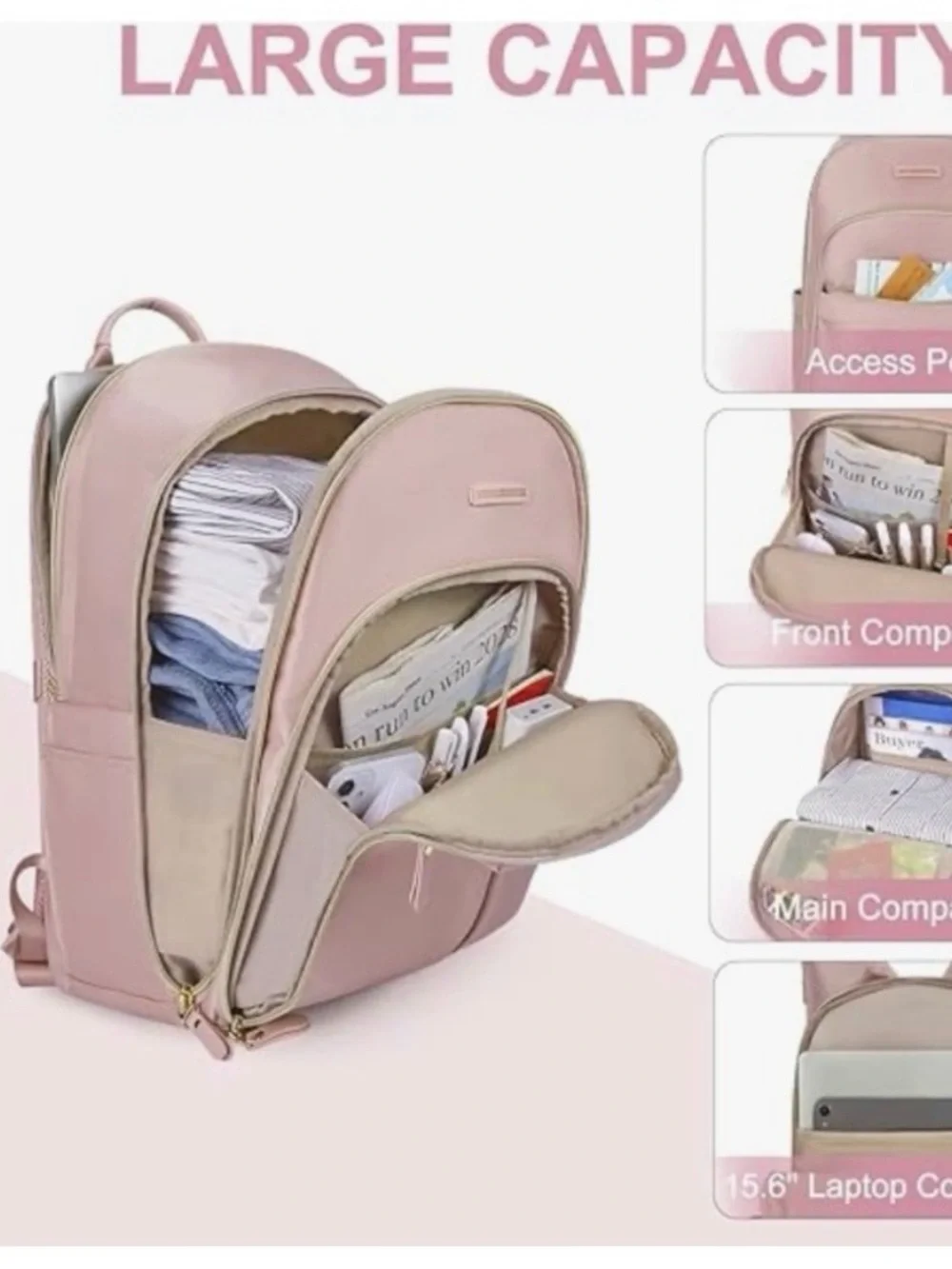 Women’s Pink Backpack Shoulder Bag - Lightweight Everyday Carry